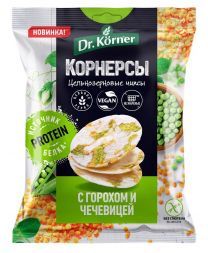 Чипсы цельнозерновые рисовые c горошком и чечевицей Dr. Korner (50 г)