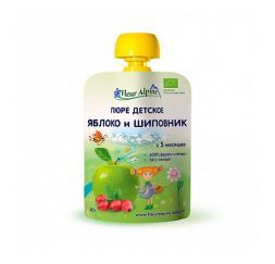 Пюре детское Органик яблоко-шиповник с 5 мес. Fleur Alpine (90 г)